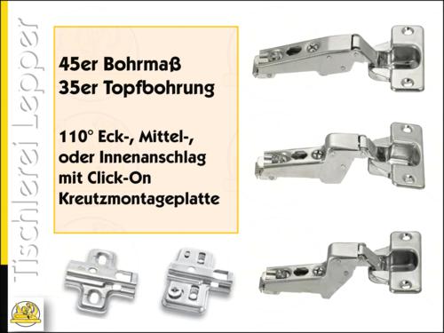 Mepla Austausch-Scharniere / 45er Bohrma / 35er Topfbohrung / 110 Grad