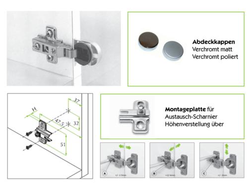 Mepla Glastuer / Spiegeltuer Scharnier 26mm