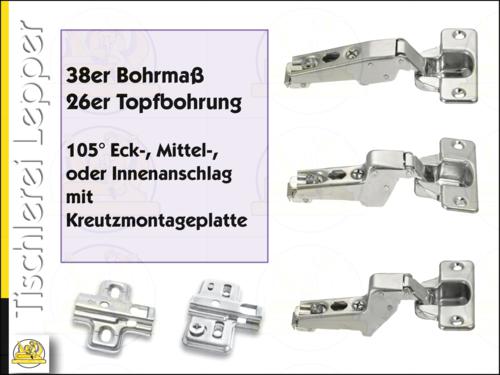 Mepla Austausch-Scharniere / 38er Bohrma / 26er Topfbohrung / 105 Grad